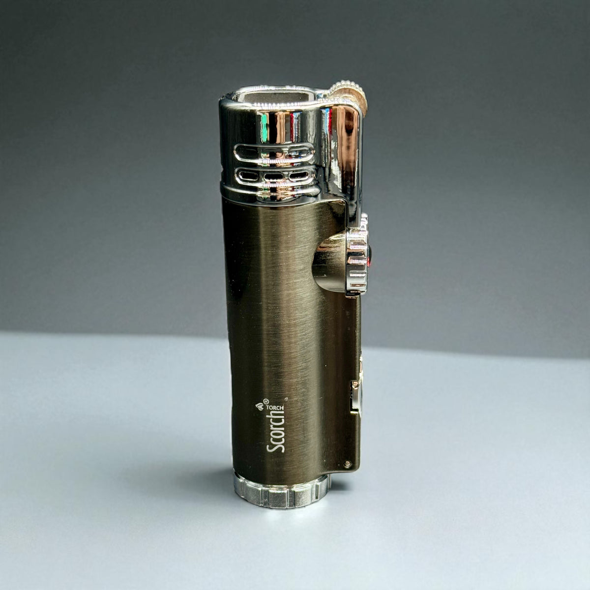 Scorch Torch 61637 4-Jet Flame Refillable Butane Lighter with Cigar Punch gray color 