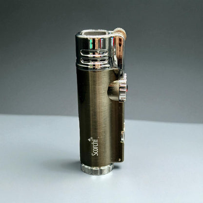 Scorch Torch 61637 4-Jet Flame Refillable Butane Lighter with Cigar Punch gray color 
