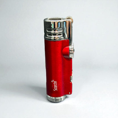 Scorch Torch 61637 4-Jet Flame Refillable Butane Lighter with Cigar Punch red color 