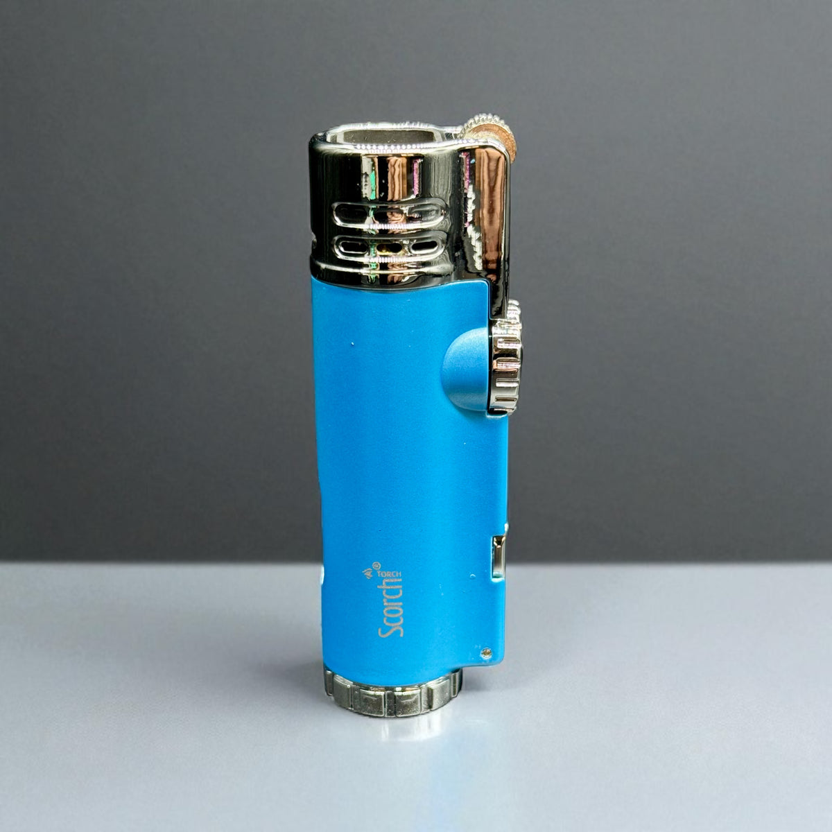 Scorch Torch 61637 4-Jet Flame Refillable Butane Lighter with Cigar Punch sky blue color 