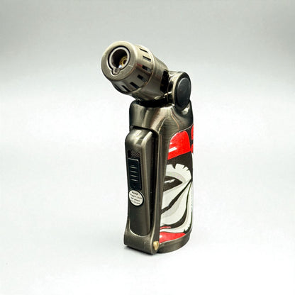 Butane lighter with a design on a white background