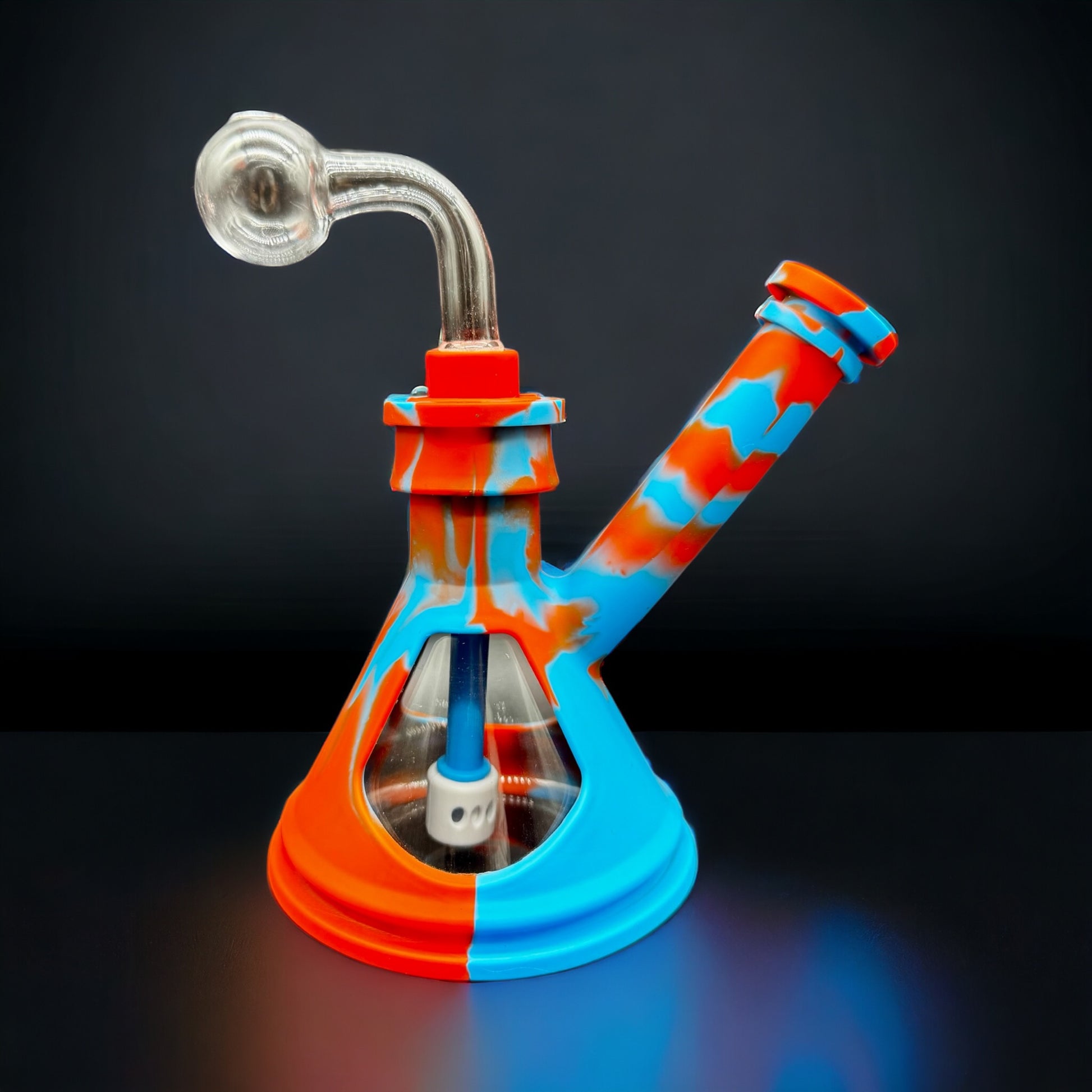 blue and red oil bubbler silicone 