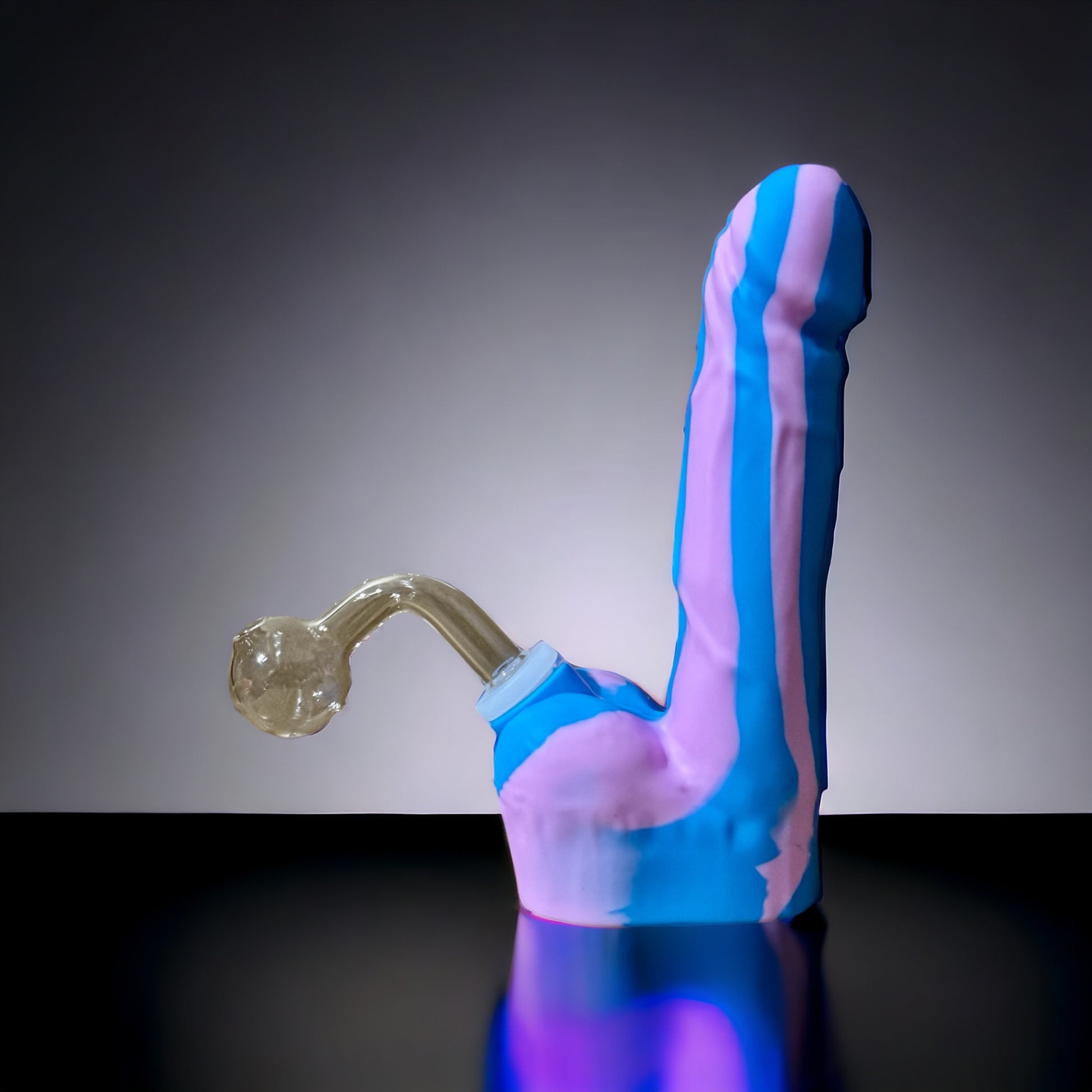 Silicone Realistic Penis Bong  pink purple color 