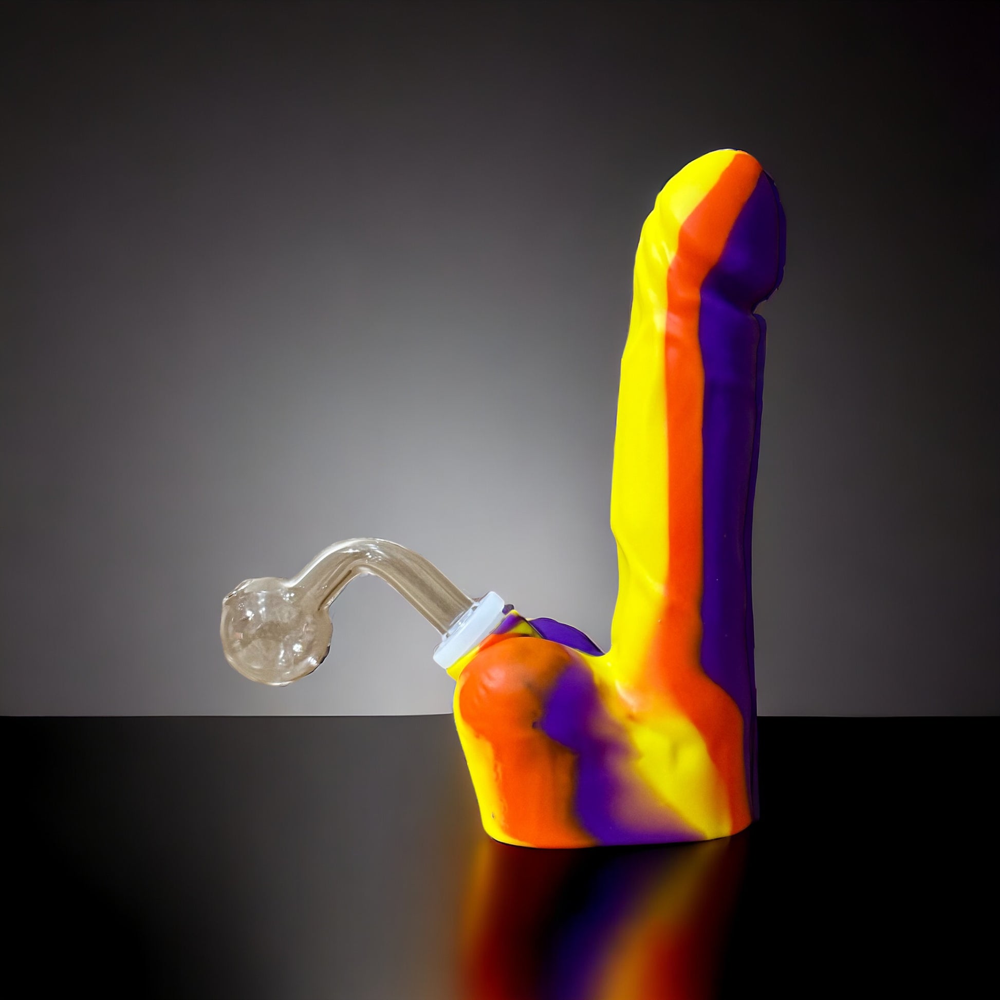 Silicone Realistic Penis Bong  yellow red purple color 