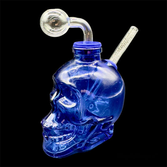 Double Skull Glass Oil Burner Pipe Smoking Water Pipe Bong