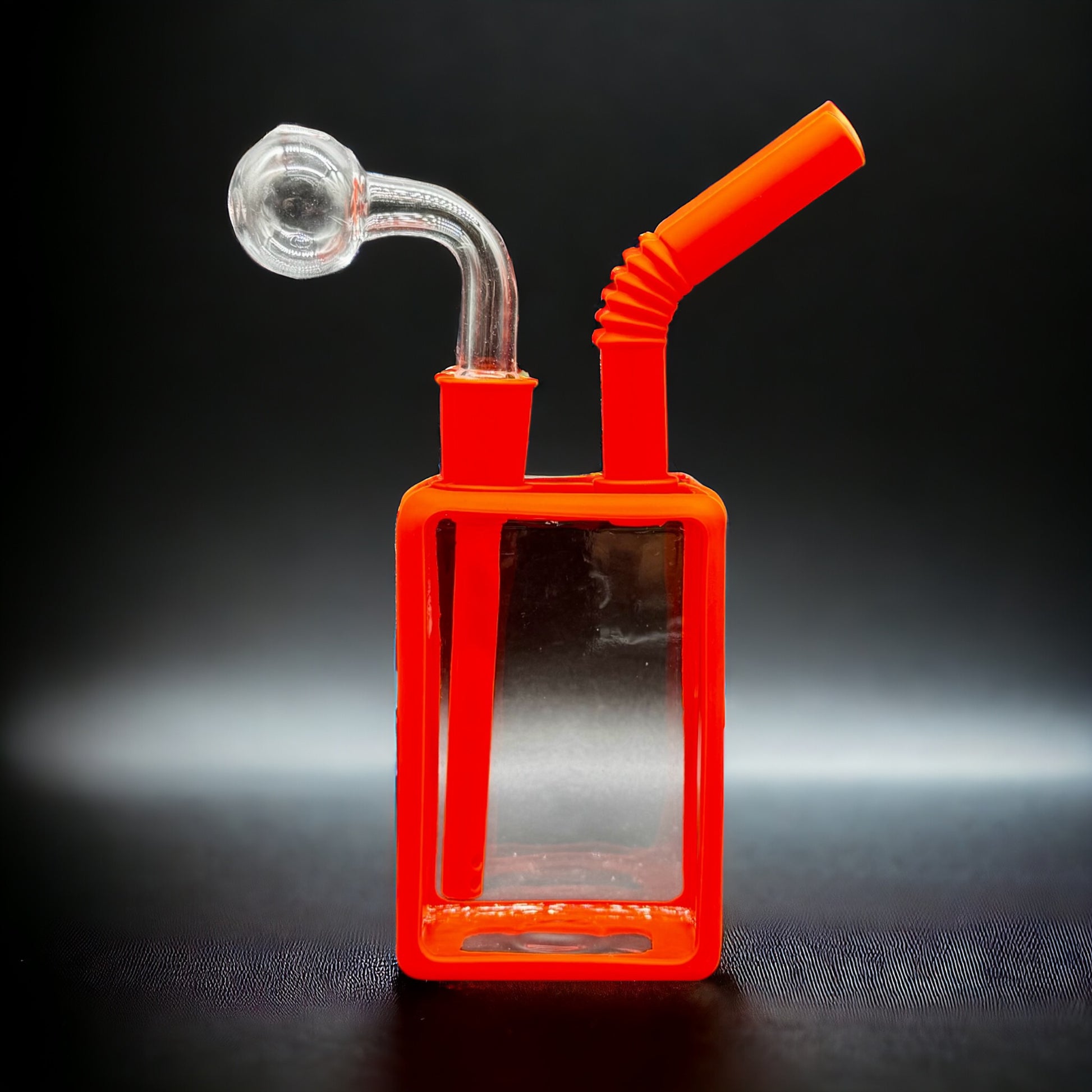 Square Silicone & Glass Oil Burner Bubbler orange color 