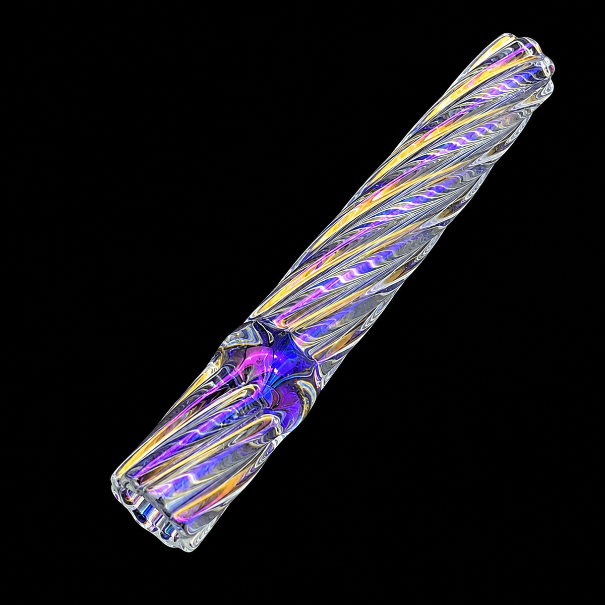 Twisted Glass One Hitter Pipe – 4 Inch Thick 12mm Hand Blown Glass rainbow colors 