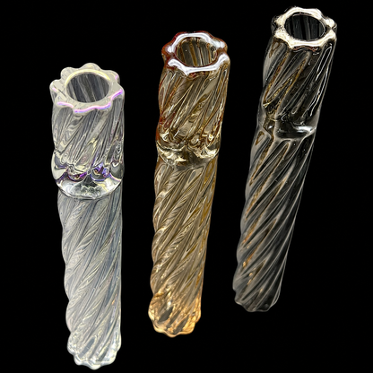 Twisted Glass One Hitter Pipe – 4 Inch Thick 12mm Hand Blown Glass standing 