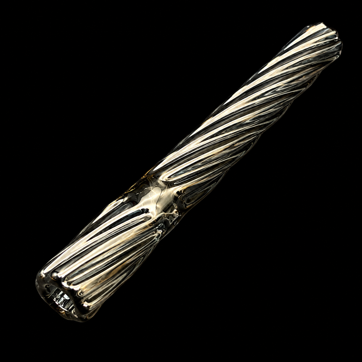 Twisted Glass One Hitter Pipe – 4 Inch Thick 12mm Hand Blown Glass black color 