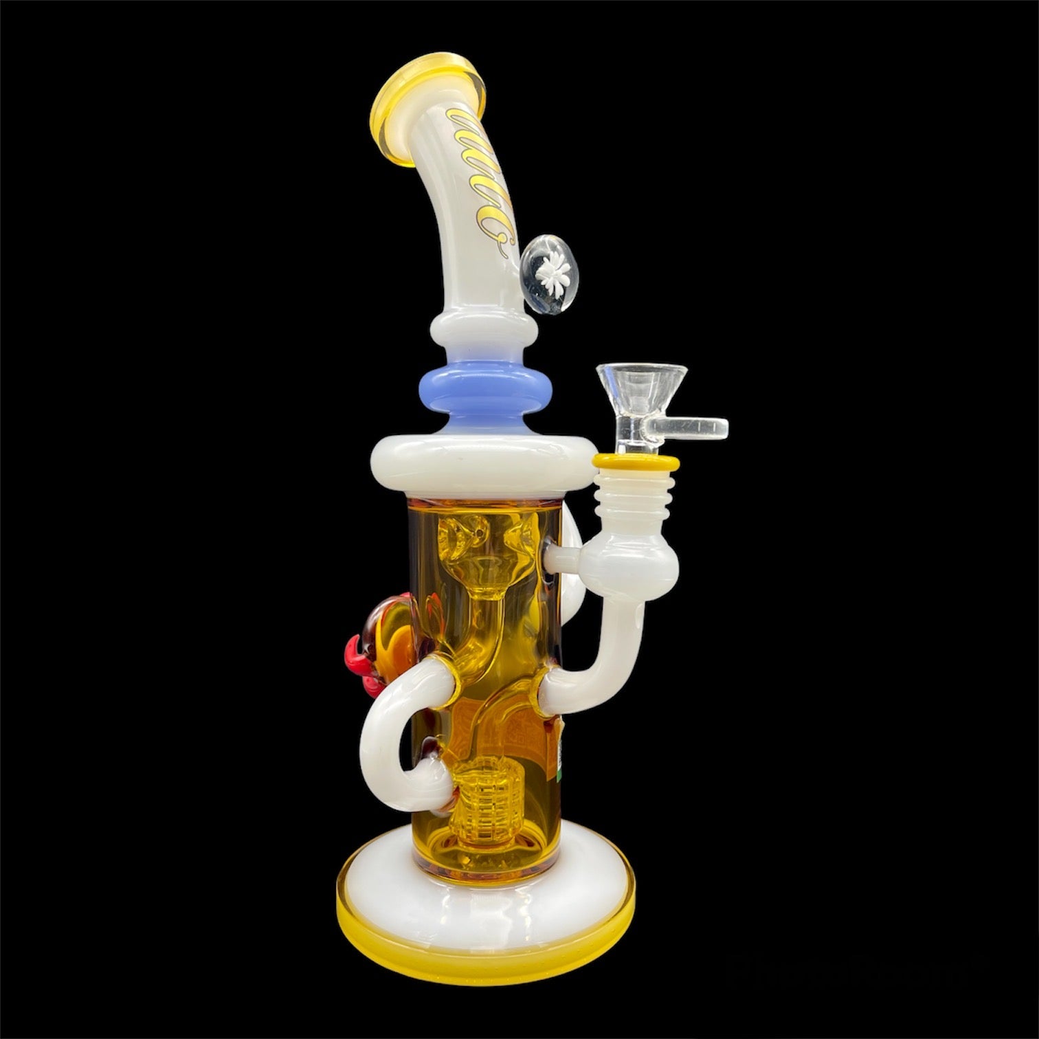 Load video: White yellow recycler dab rig bong