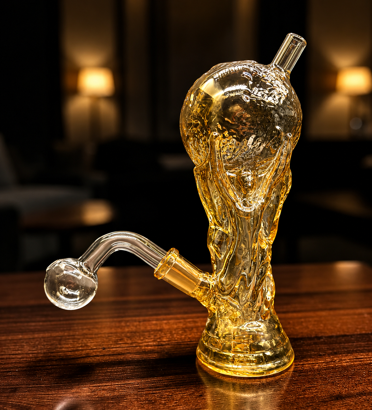World Cup Trophy Glass Bong clear gold 