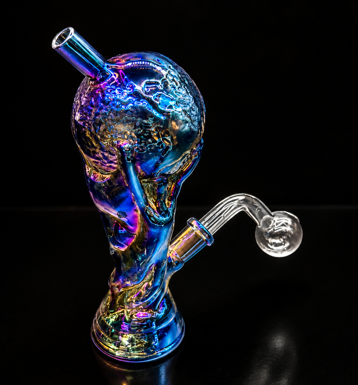 World Cup Trophy Glass Bong rainbow back view 
