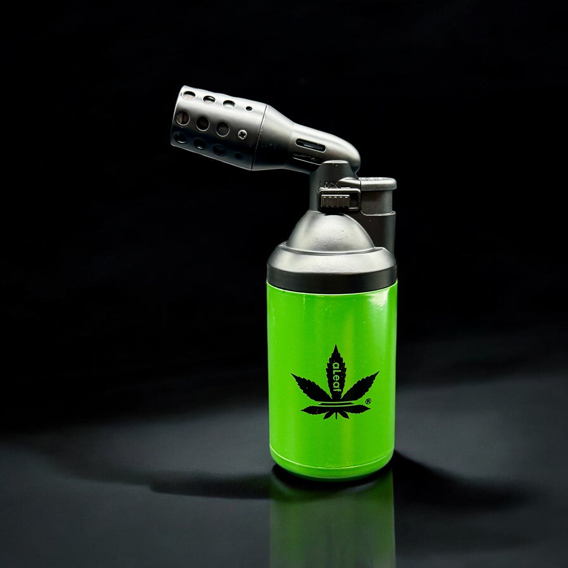 Green aLeaf Supernova refillable butane torch with anti-flare nozzle