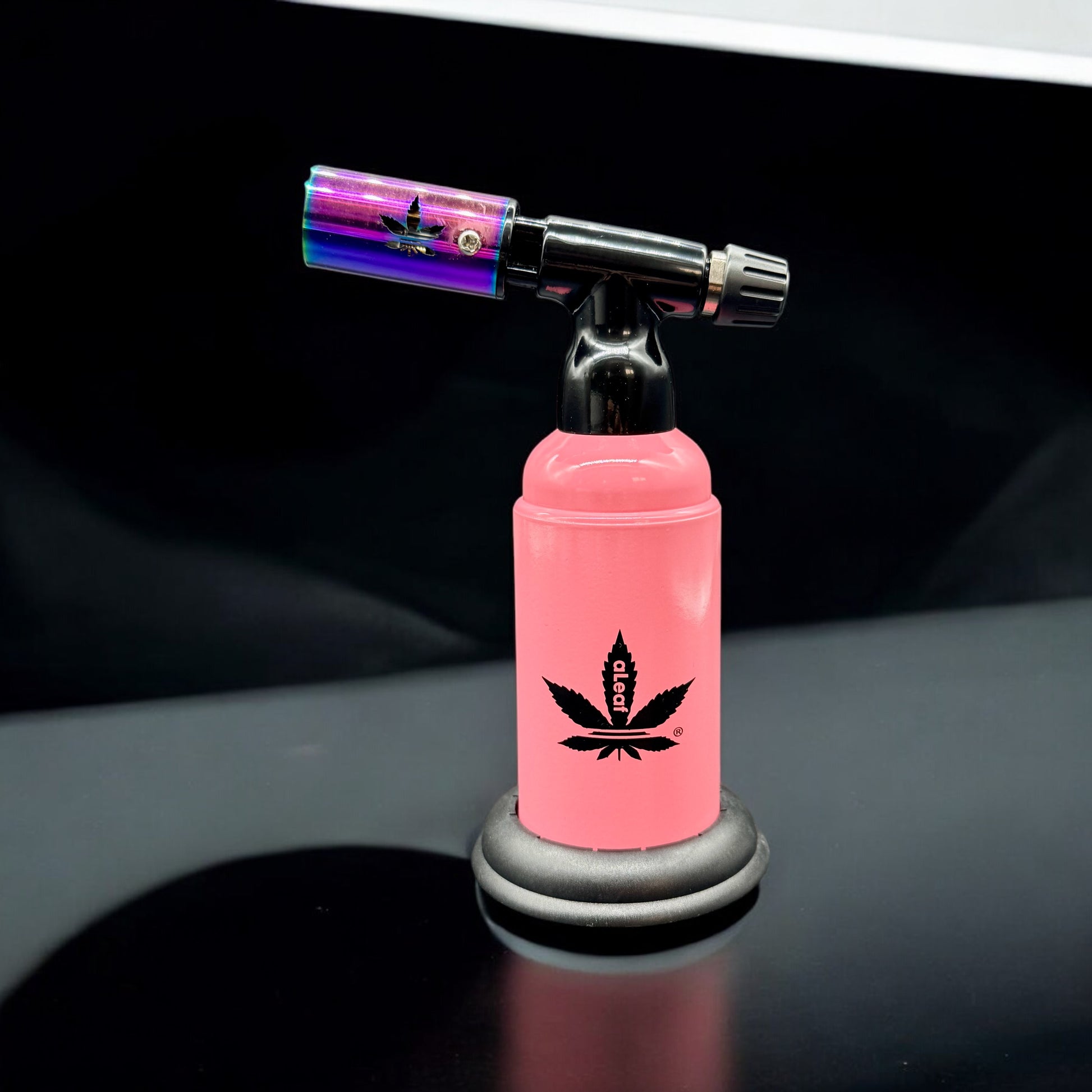 aLeaf 6” Dual Flame Butane Torch Lighter pink color 