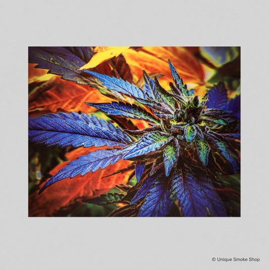Colorful botanical canvas art print – angled view