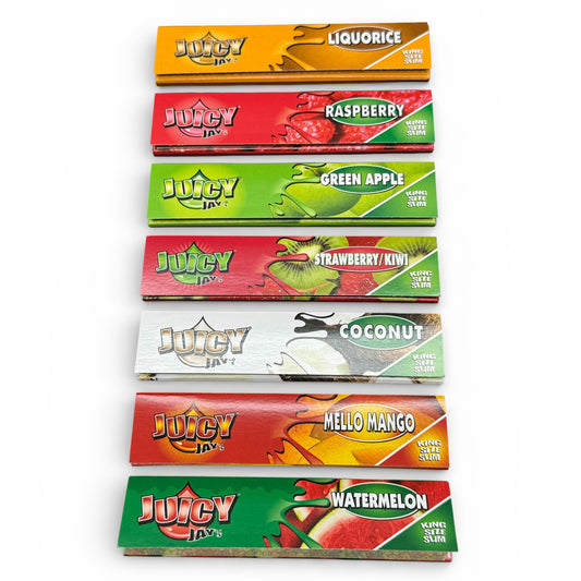 Juicy Jay’s King Size Slim Flavored Rolling Papers – 7 Booklet Pack | Choose Flavor or Mix