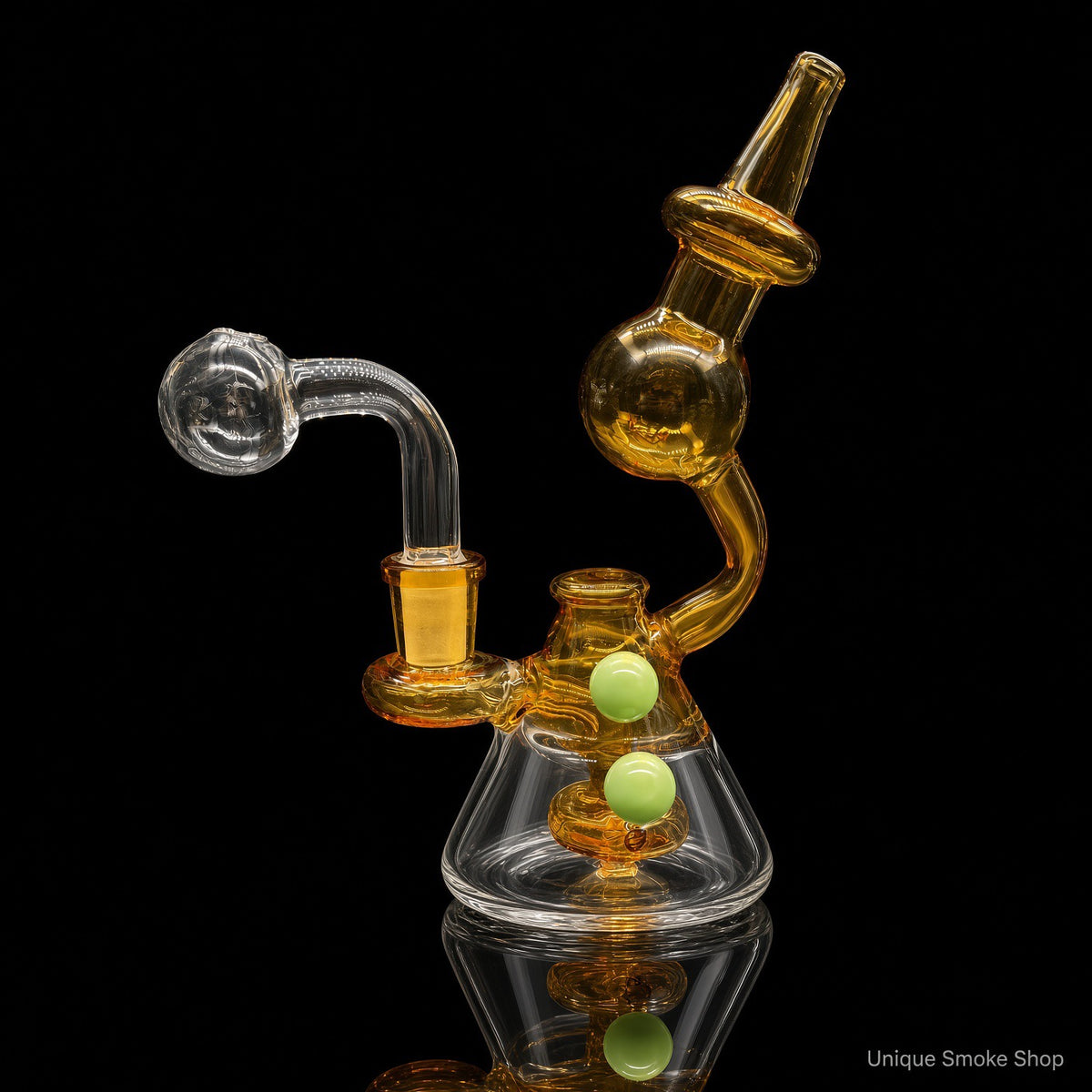 Amber mini beaker oil burner bubbler 6.5 inch with 14mm glass slide