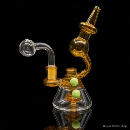 Amber mini beaker oil burner bubbler 6.5 inch with 14mm glass slide