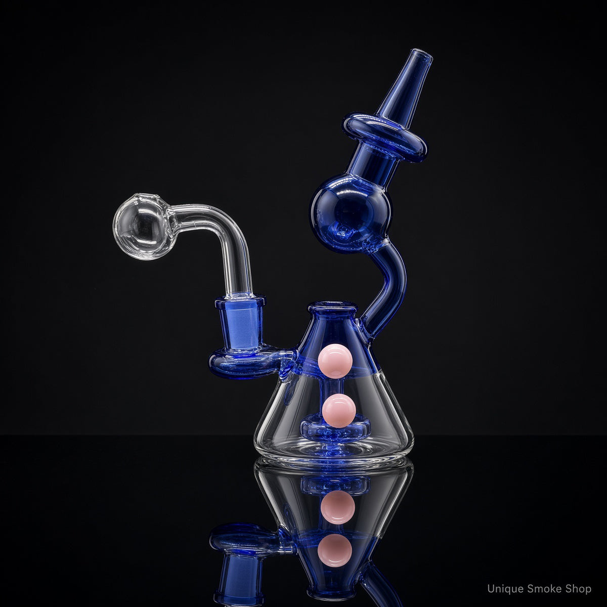 Blue mini beaker oil burner bubbler 6.5 inch with 14mm glass slide