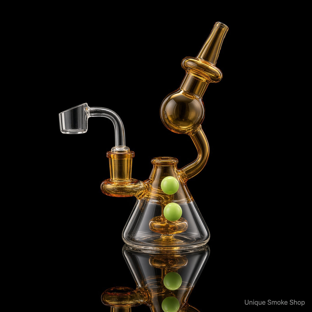 Amber mini recycler dab rig 6.5 inch 14mm quartz banger