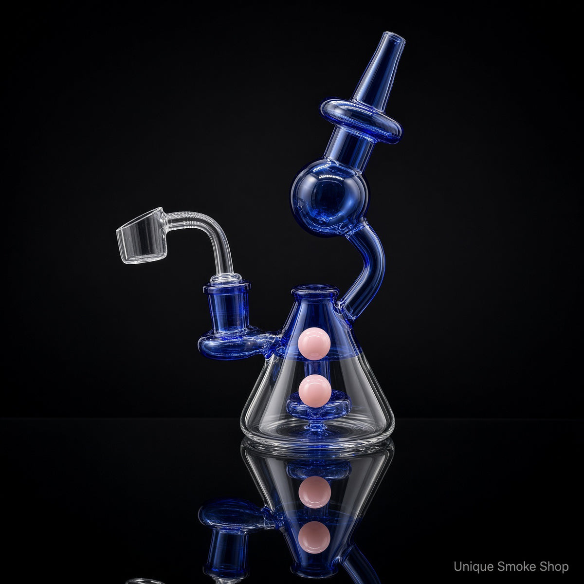 Blue mini recycler dab rig 6.5 inch 14mm quartz banger