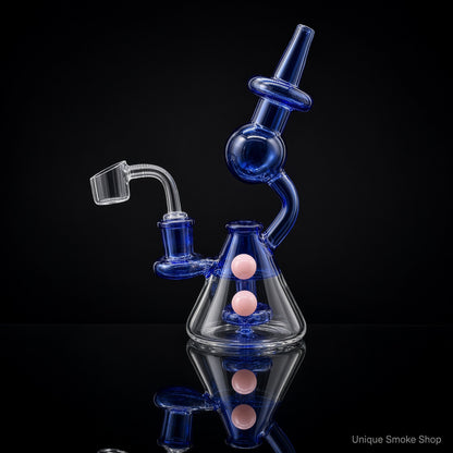 Blue mini recycler dab rig 6.5 inch 14mm quartz banger