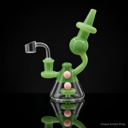 Green mini recycler dab rig 6.5 inch 14mm quartz banger