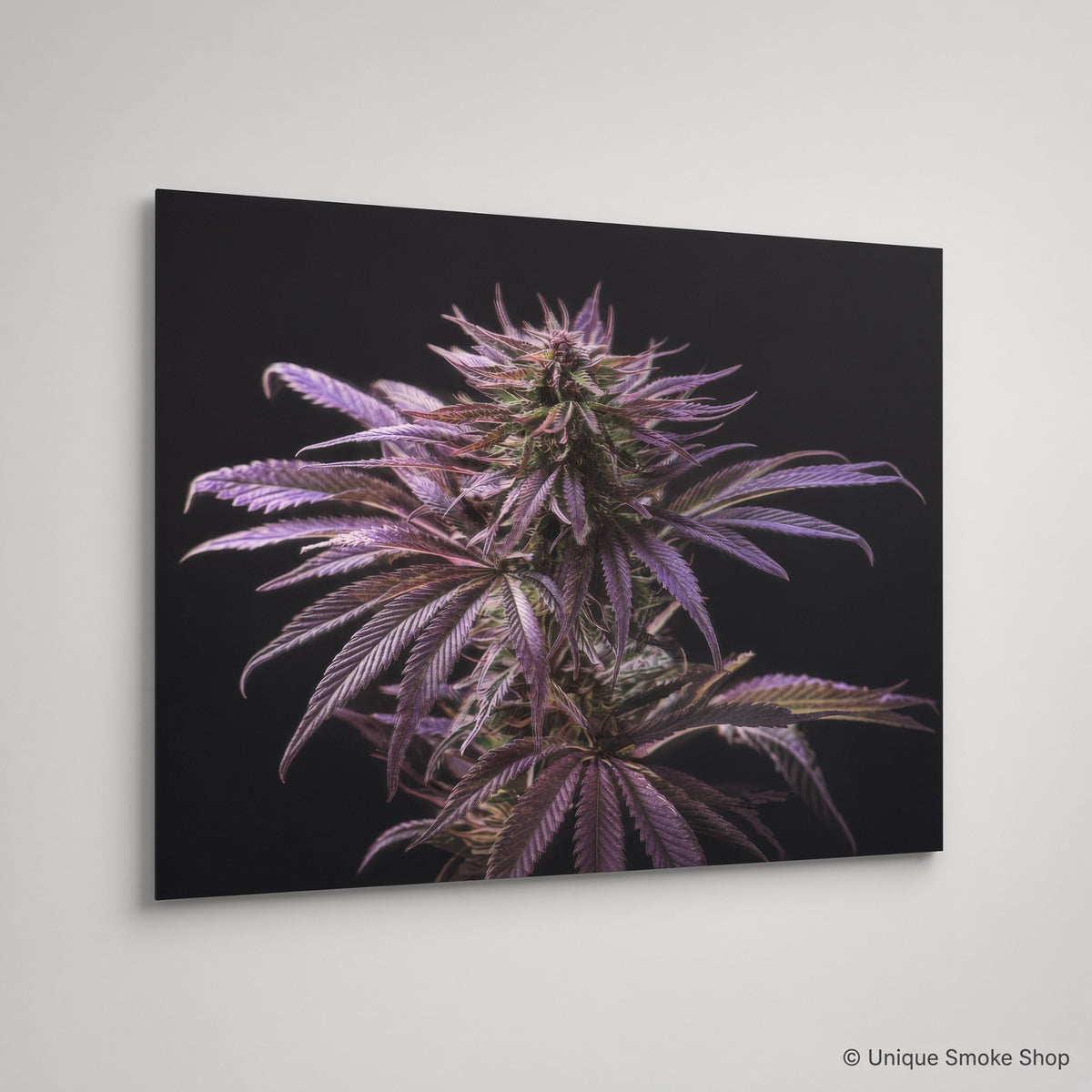 Purple botanical plant canvas art print – angled view