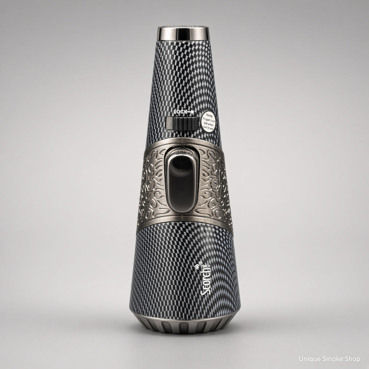 Scorch Torch 61756 Cone carbon fiber checkered 4.5 inch standing pencil single flame torch lighter