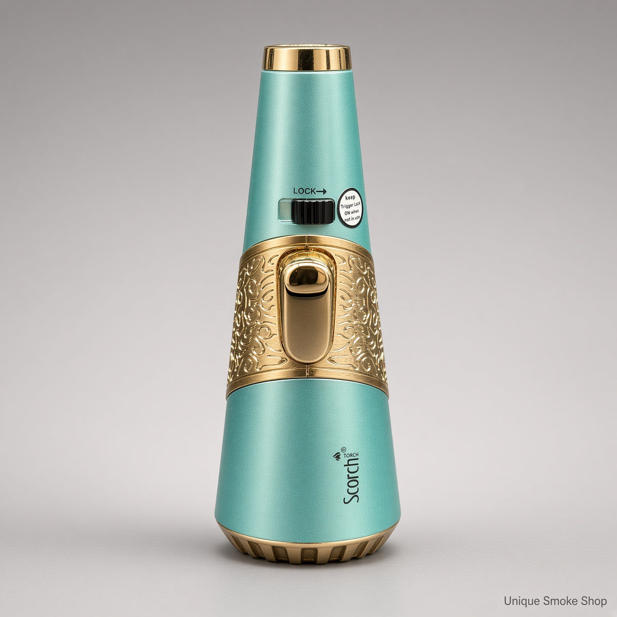 Scorch Torch 61756 Cone teal gold 4.5 inch standing pencil single flame torch lighter