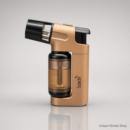 Alt: Scorch 61794 champagne gold and black metal torch lighter 3 inch