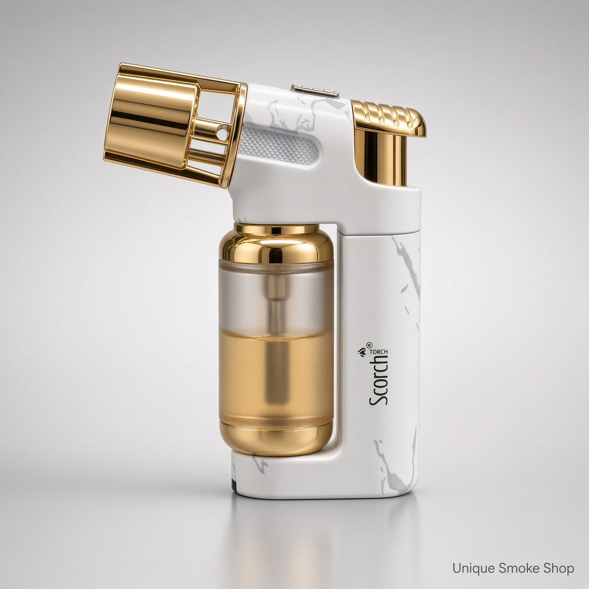 Alt: Scorch 61794 white marble and gold metal torch lighter