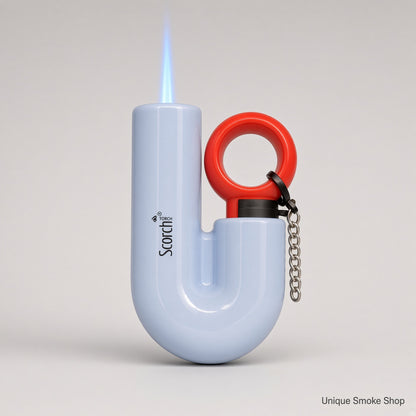 Scorch Torch 61878 blue U-shape metal torch with red ring and blue jet flame