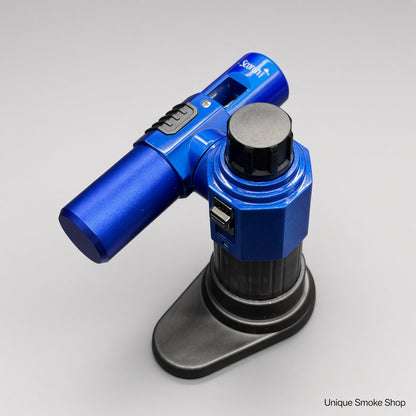Blue Scorch 61886 torch lighter top angle showing 180 degree adjustable head