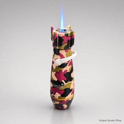 Scorch 61899 pink camo torch lighter with single blue jet flame
