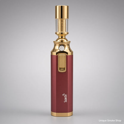 Burgundy Scorch adjustable swivel head torch lighter, front view
