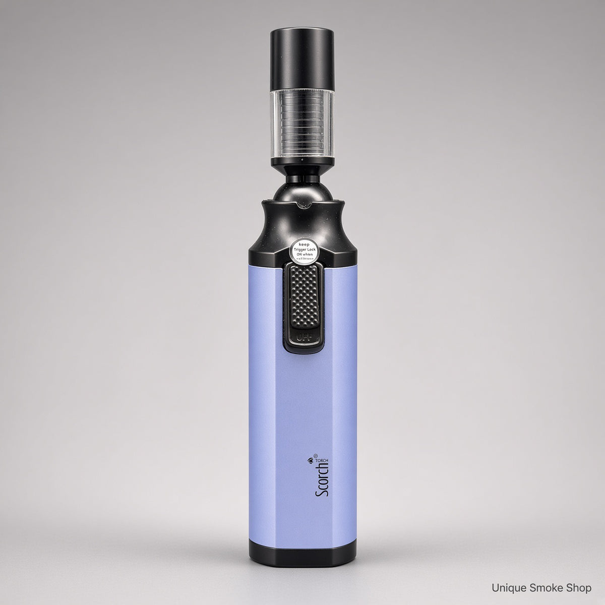 Periwinkle Scorch adjustable swivel head torch lighter, front view