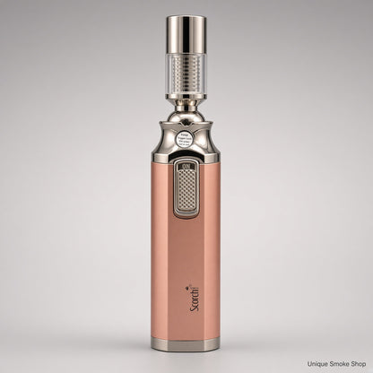 Rose gold Scorch adjustable swivel head torch lighter, front view