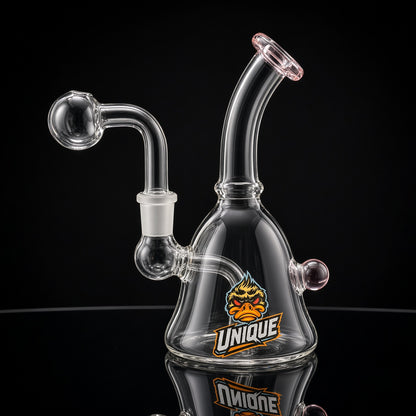 6 inch Unique mini oil burner bubbler pink with 14mm slide