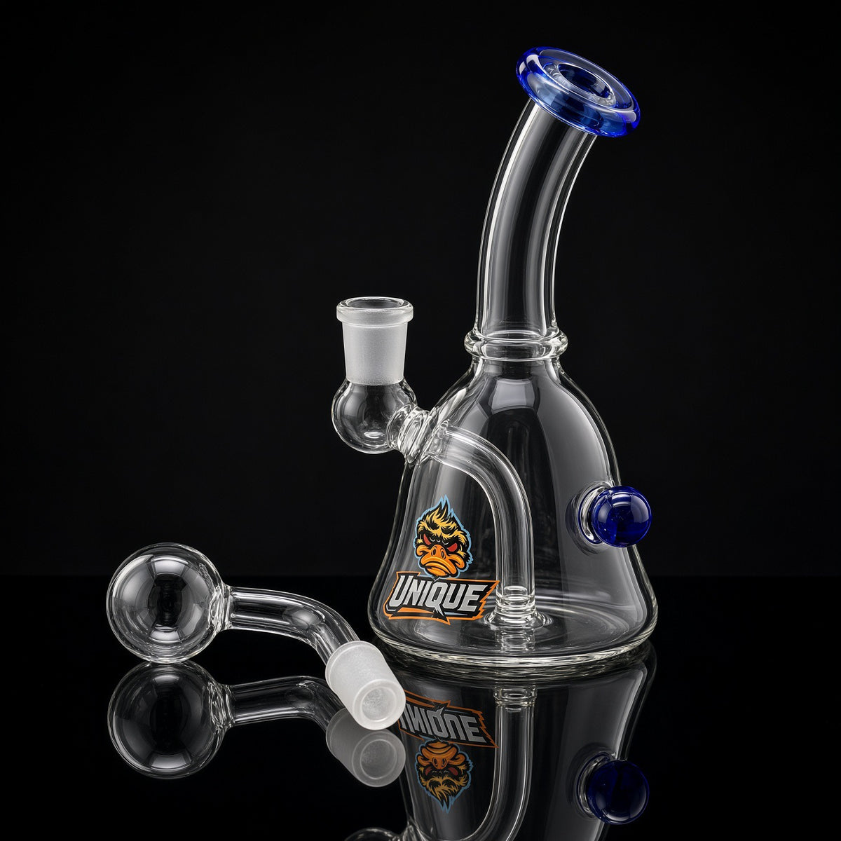 6 inch Unique oil burner bubbler with 14mm removable slide detached