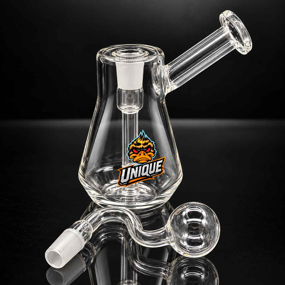 Unique glass oil burner bubbler with 14mm removable slide detached