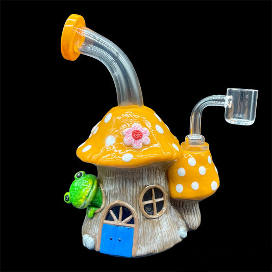 3D Mushroom Dab Rig Glass Bong Frog House 7'' 