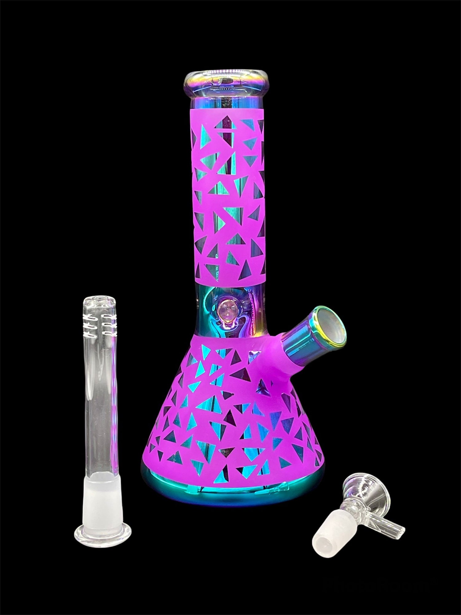 9'' Diamond Cut Glass Bong Purple Glass Bong Unique Design Free