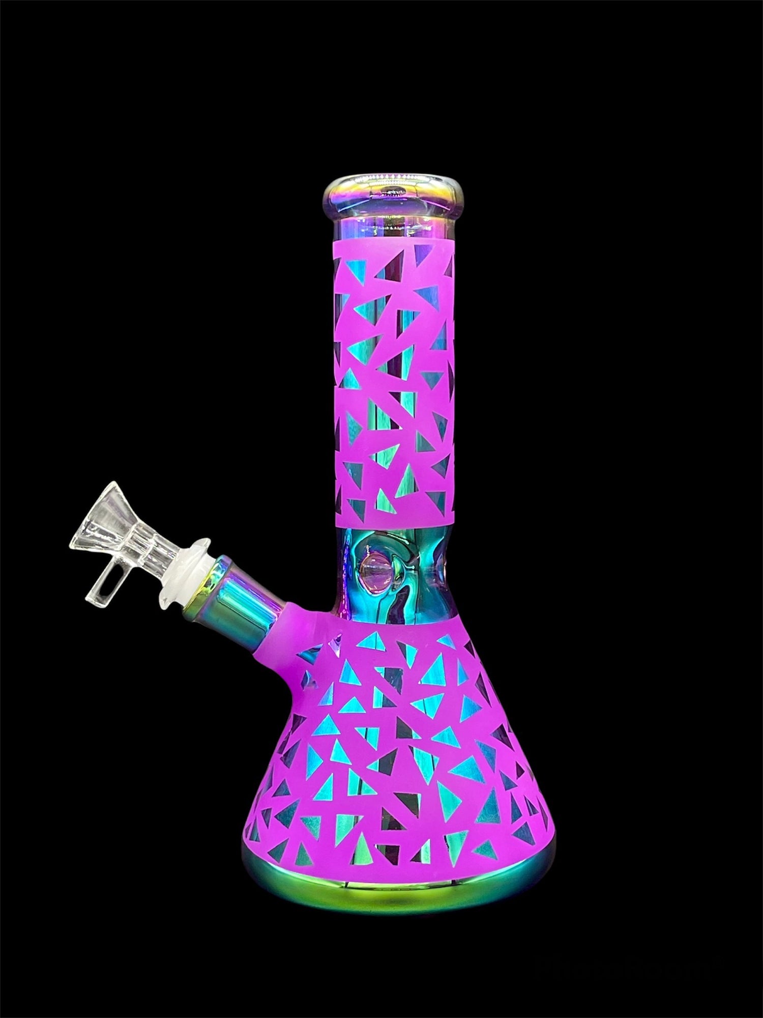 9'' Diamond Cut Glass Bong Purple Glass Bong Unique Design Free