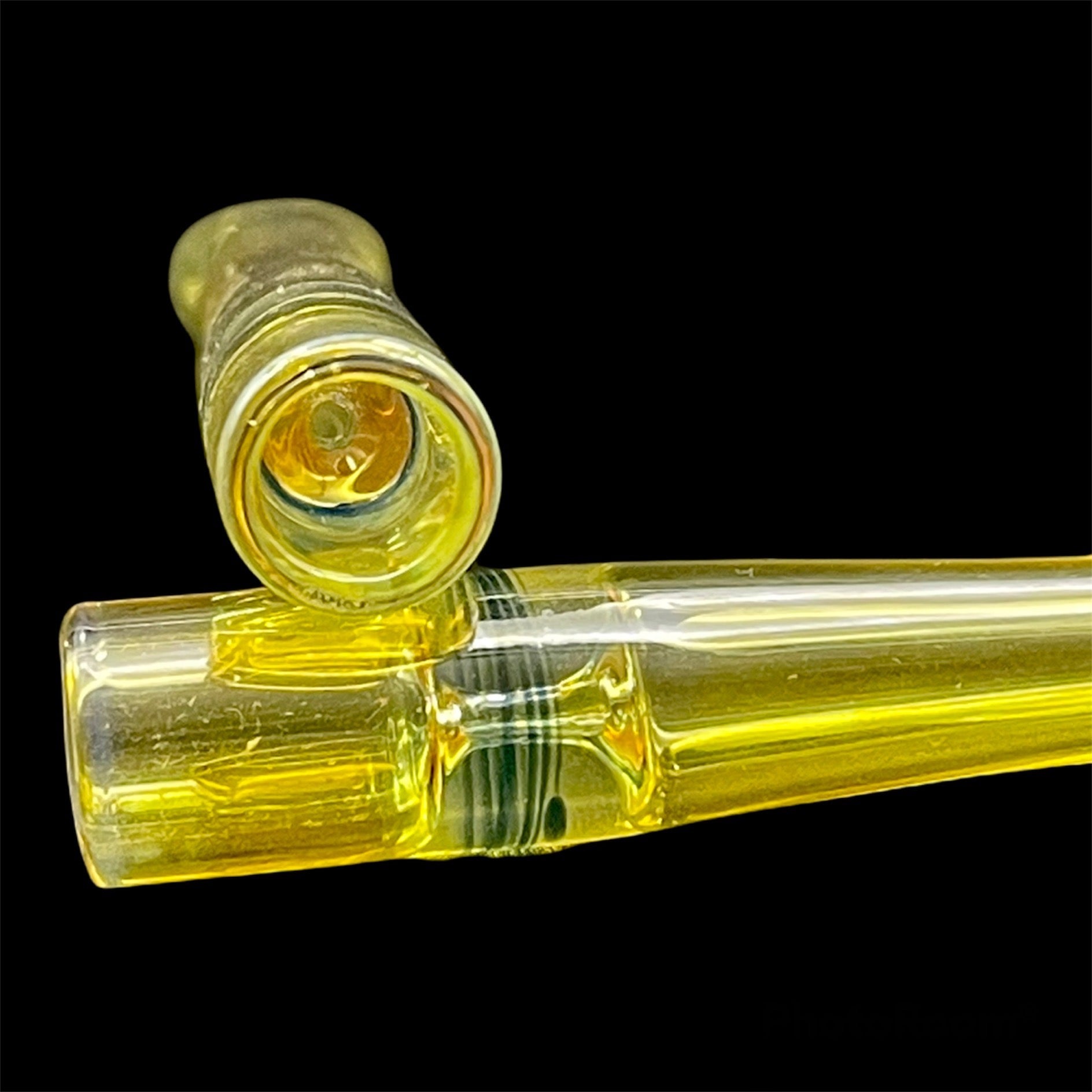 Golden Fumed One Hitter Pipe Unique Glass Art