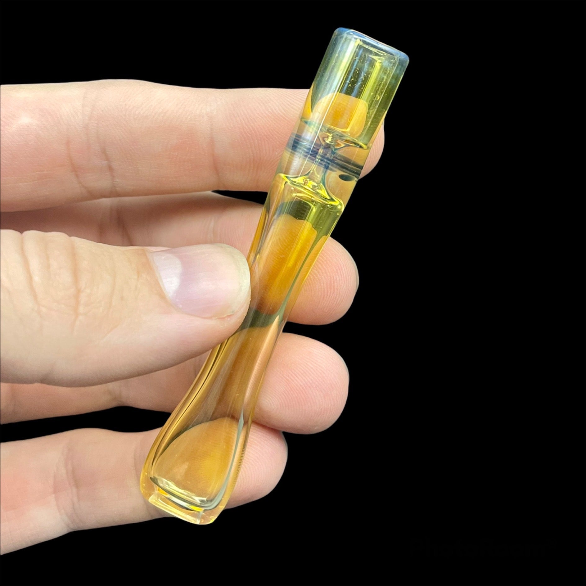 Golden Fumed One Hitter Pipe Unique Glass Art